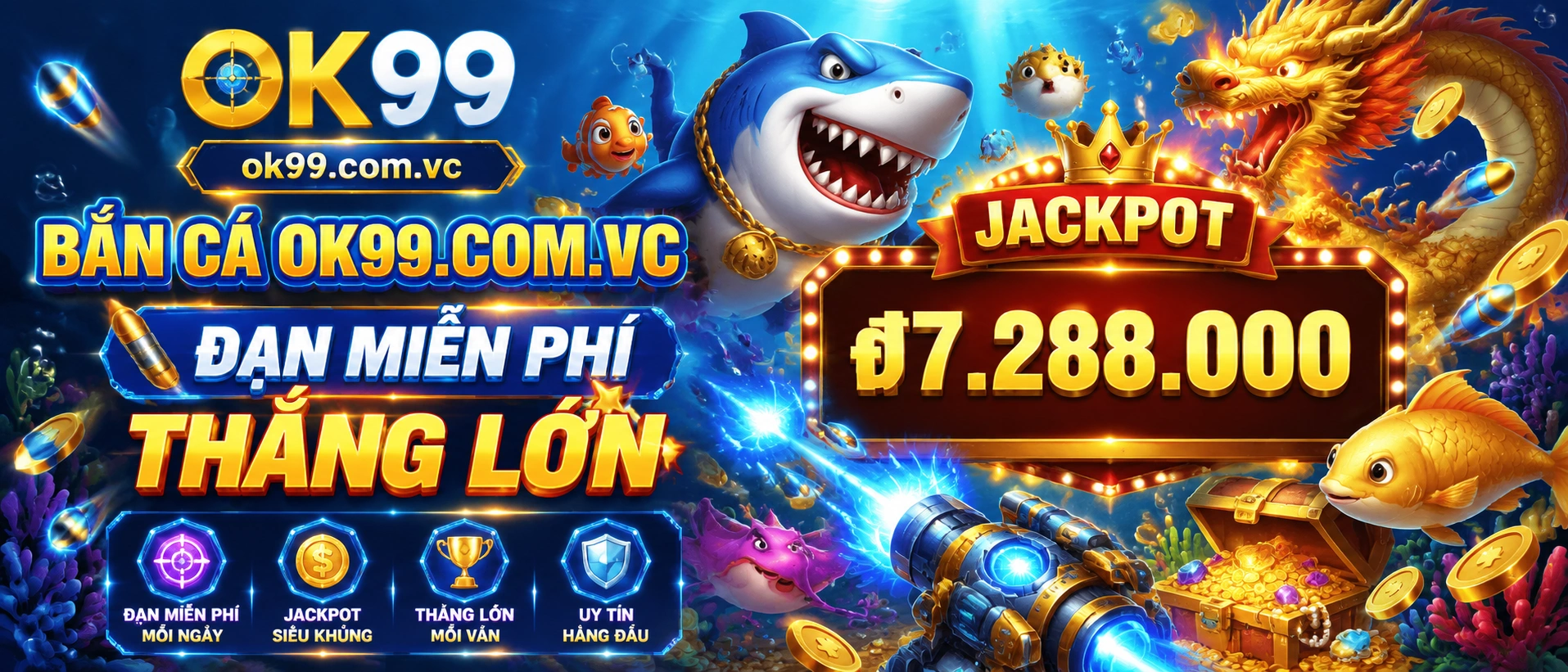 Bắn Cá chủ đề đại dương với giao diện game nổi bật