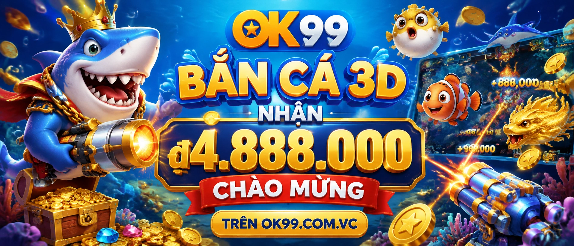 Bắn Cá 3D với hiệu ứng ánh sáng và boss fish