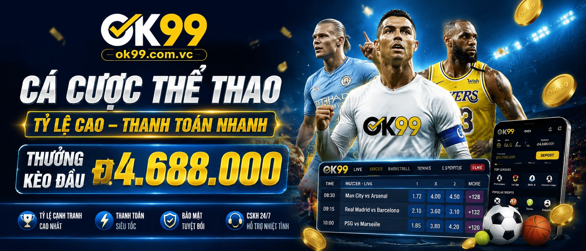 Hình ảnh giao diện thể thao và trận đấu nổi bật
